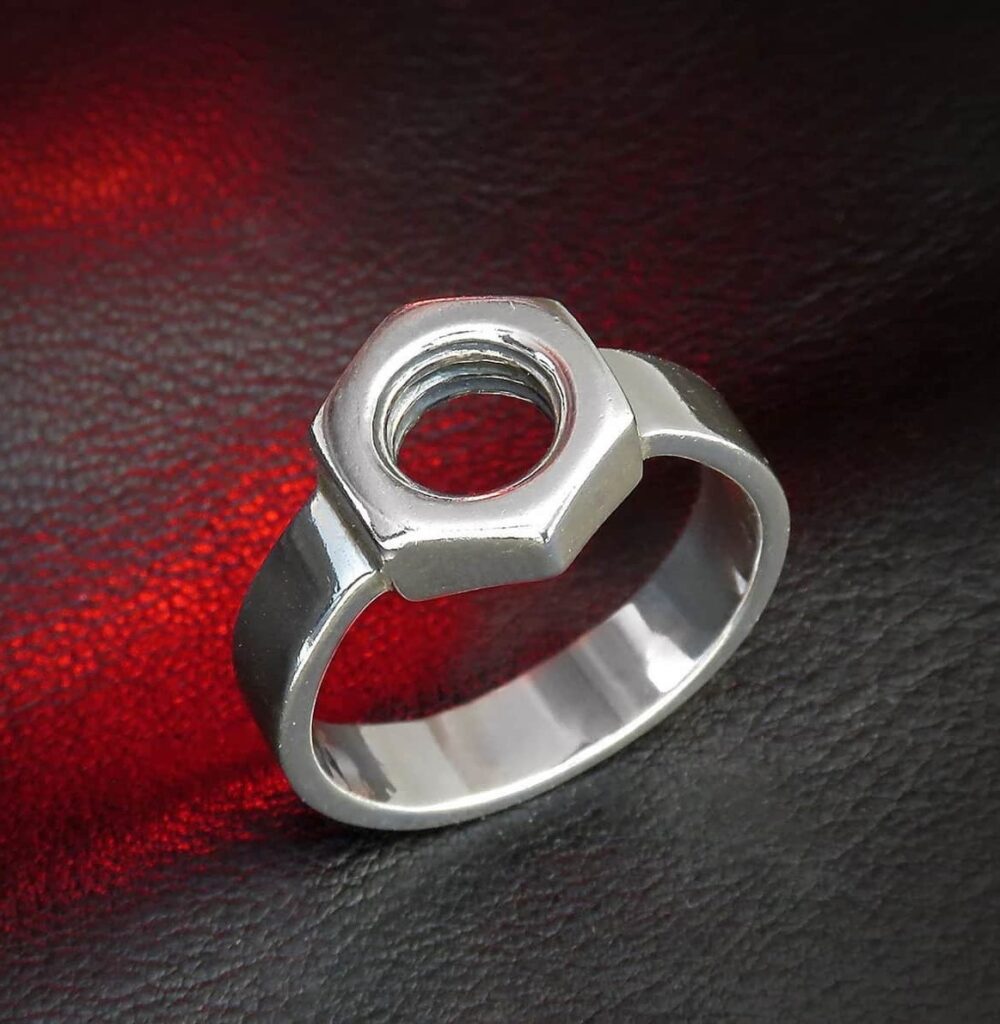 cool Silver Screw Ring gift for you mechanical engineer friend