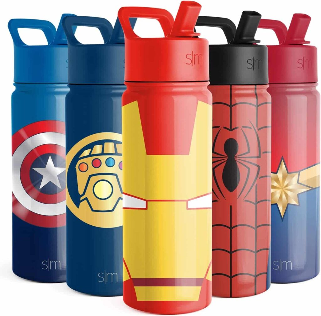 Marvel Iron man Kids Water Bottle with Straw Lid