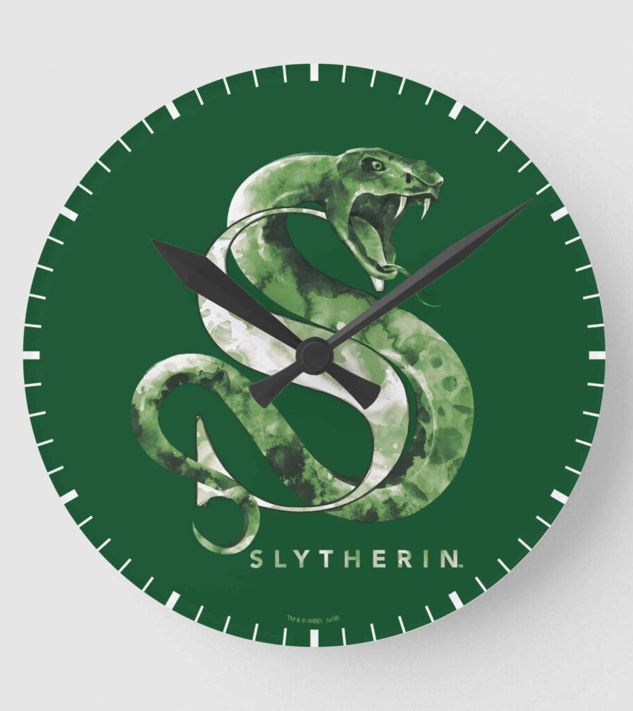 Slytherin Watercolor Round Clock