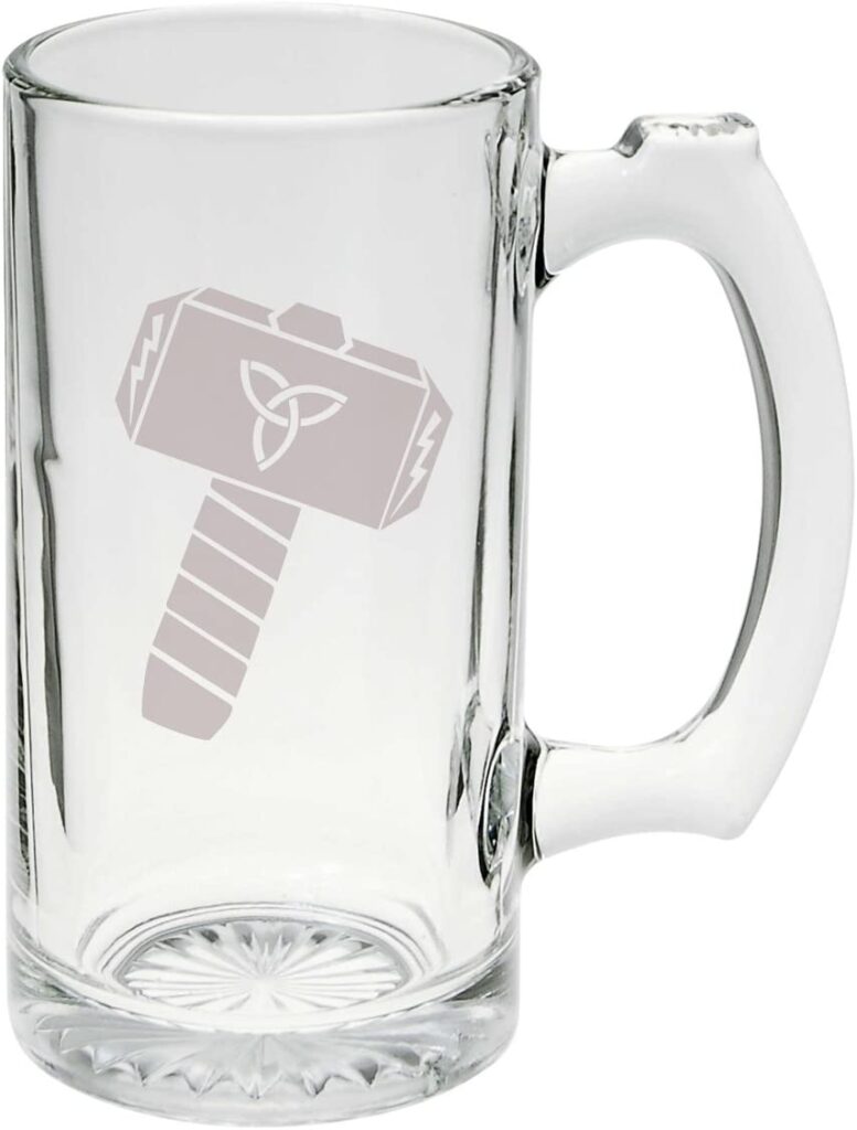 Thor's Hammer Norse Mythology Glass Stein Mug