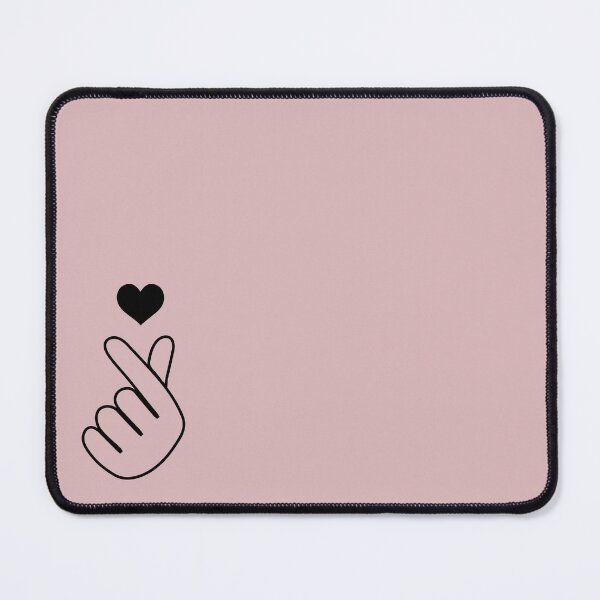 Finger heart pink mouse pad
