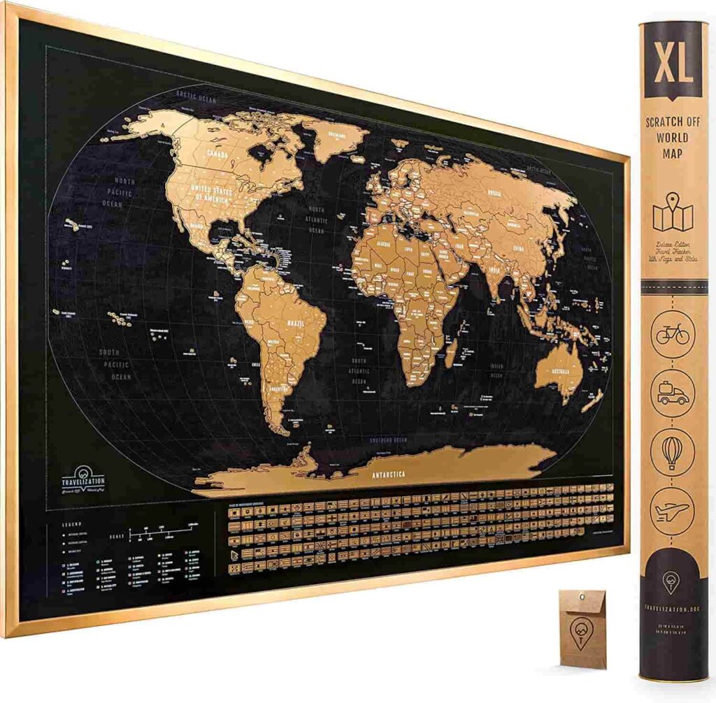 birthday gifts for a male friend - Scratch Off Map of The World