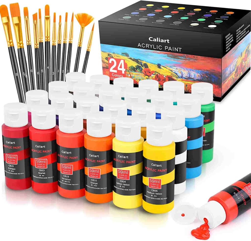 Acrylic Paint Set With 12 Brushes