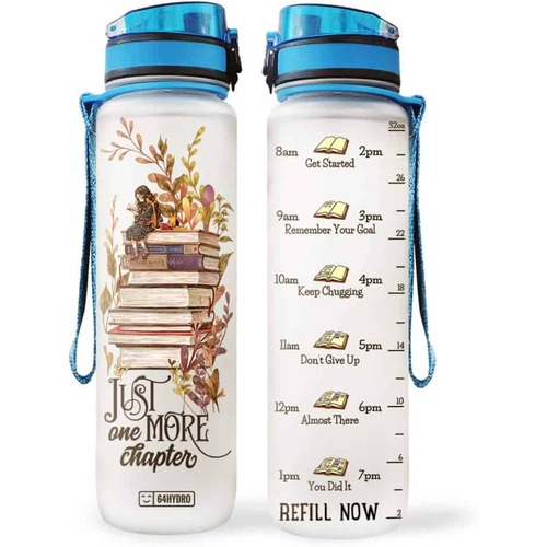 gifts for a book worm/ Water Bottle with Time Marker