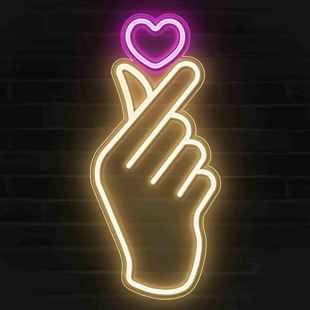 Finger Heart Neon Sign