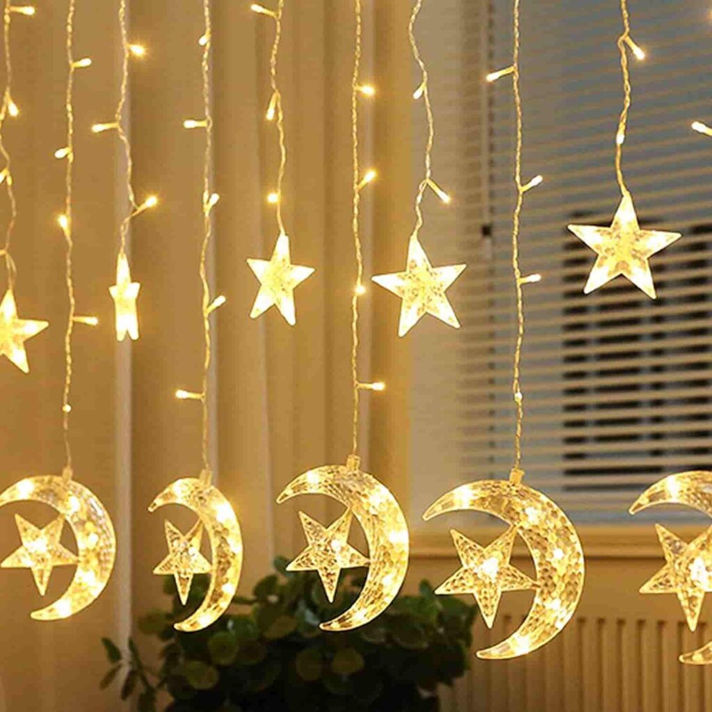Ramadan Decor/ Star Moon Curtain String Lights